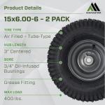 15x6.00-6 Lawn Mower Front Tire Assembly - 2 Pack