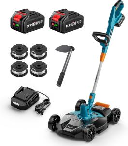 SEESII 12" Battery-Powered Lawn Mower and Trimmer