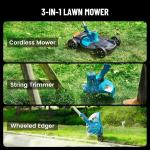 SEESII 12" Cordless Electric Lawn Mower & Trimmer