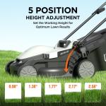 Battery-Powered 13" Lawn Mower with 5 Heights