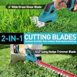 Sinbyuer 2-in-1 Cordless Hedge Trimmer & Grass Shear