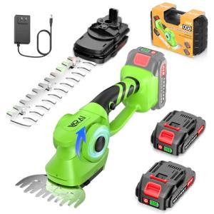 Cordless 2-in-1 Hedge Trimmer with 2 Batteries
