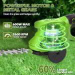 Cordless 2-in-1 Hedge Trimmer with 2 Batteries