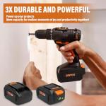 2-Pack 20V 6.5Ah Lithium Battery for W0RX Tools
