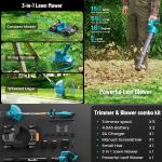 SEESII Cordless Lawn Mower and Leaf Blower Combo