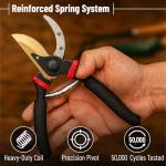 Ergonomic 8" Heavy-Duty Pruning Shears with Titanium Blades