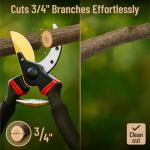 Ergonomic 8" Heavy-Duty Pruning Shears with Titanium Blades