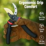 Ergonomic 8" Heavy-Duty Pruning Shears with Titanium Blades