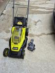Ryobi 13" Push Lawn Mower with Battery & Charger