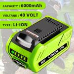 40V 6000mAh Lithium Replacement Battery for Greenworks