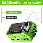 2 Pack 6000mAh Lithium-ion Battery for Greenworks 40V