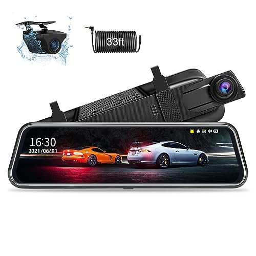Jansite 10" Dual Lens 1080P Mirror Dash Cam