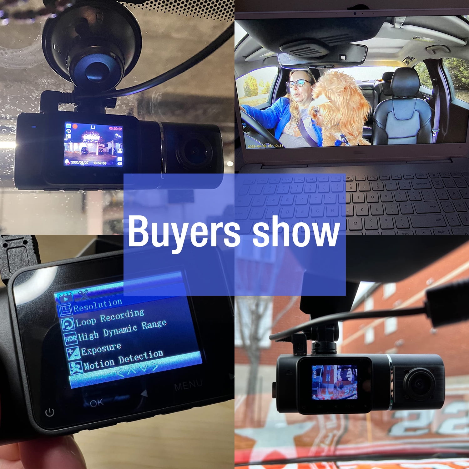 TOGUARD Dual Dash Cam with Night Vision & 64GB SD