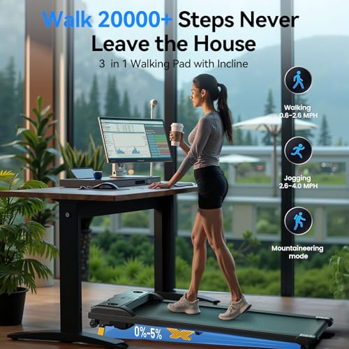 SERVFIT 3-in-1 Portable Incline Under Desk Treadmill