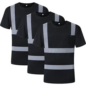 Hi-Vis Reflective Safety T-Shirt - Black, XL