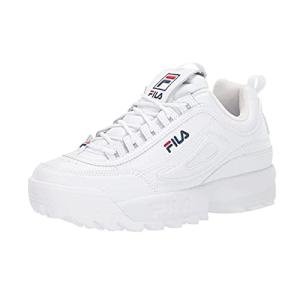 Fila Women's Disruptor II Sneakers, White/Navy/Red, Size 8