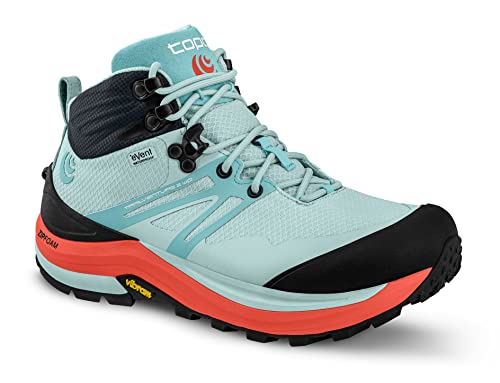 Topo Women's Trailventure 2 WP Running Shoes, Ice/Coral, 8.5
