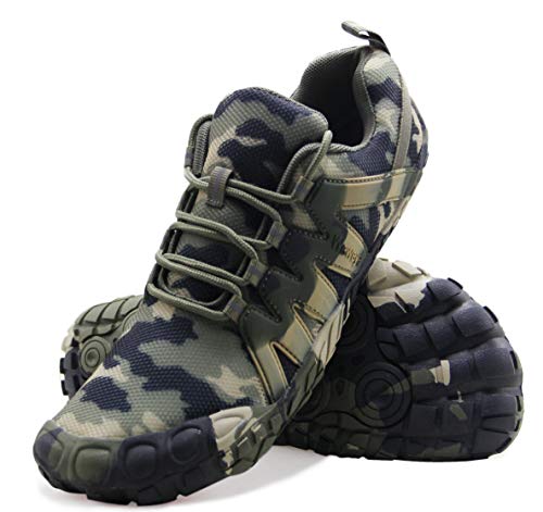Barefoot Shoes Men Workout Trail Running Cross Training Five Fingers Minimalist Running Zero Drop Wide Toe Box Shoe Indoor Rowing Weight Lifting Squart Tactical Size 11.5 Camo Green