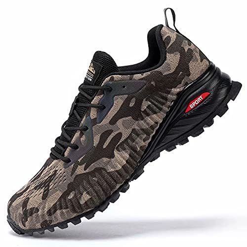 Kricely Men's Trail Running Shoes Fashion Hiking Sneakers for Men Camo Tennis Cross Training Shoe Mens Casual Outdoor Walking Footwear Size 12