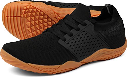 WHITIN Men's Trail Running Shoes Minimalist Barefoot 5 Five Fingers Wide Width Size 7.5 Toe Box Gym Workout Fitness Low Zero Drop Male Walking Trainer Cross Training Black Gum 40