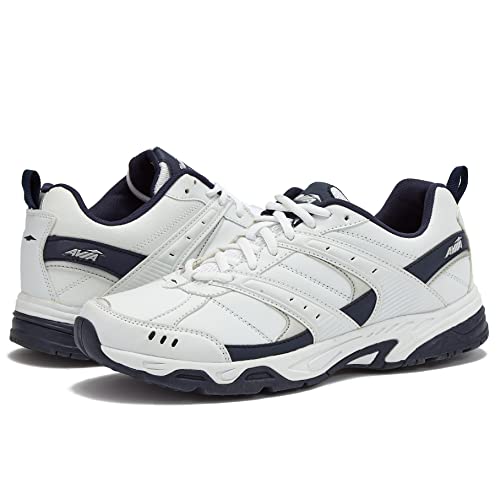 Avia Avi-Verge Men’s Sneakers - Workout, Walking, Athletic, Cross Training, Tennis, Weightlifting, Gym Shoes for Men, White/True Navy, 10 Medium