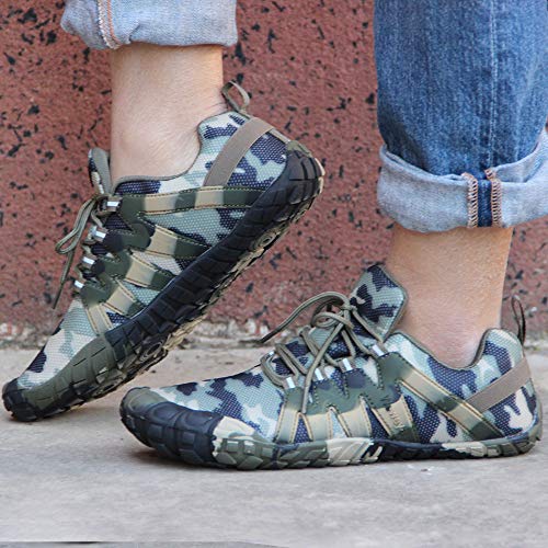 Barefoot Shoes Men Workout Trail Running Cross Training Five Fingers Minimalist Running Zero Drop Wide Toe Box Shoe Indoor Rowing Weight Lifting Squart Tactical Size 11.5 Camo Green