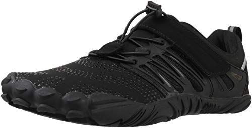 WHITIN Men's Trail Running Shoes Minimalist Barefoot 5 Five Fingers Wide Width Toe Box Gym Workout Fitness Low Zero Drop Male Walking Trainer Cross Training Road All Black Size 7.5