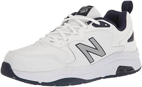 New Balance Men's 857 V3 Casual Comfort Cross Trainer, White/Navy, 10.5 Wide