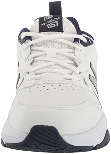 New Balance Men's 857 V3 Casual Comfort Cross Trainer, White/Navy, 10.5 Wide