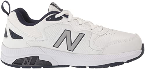 New Balance Men's 857 V3 Casual Comfort Cross Trainer, White/Navy, 10.5 Wide