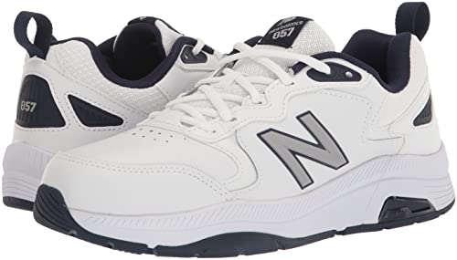 New Balance Men's 857 V3 Casual Comfort Cross Trainer, White/Navy, 10.5 Wide