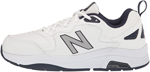 New Balance Men's 857 V3 Casual Comfort Cross Trainer, White/Navy, 10.5 Wide