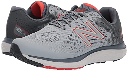 New Balance Men's Fresh Foam 680 V7 Running Shoe, Grey/Ghost Pepper/Black, 10