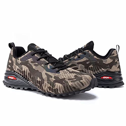 Kricely Men's Trail Running Shoes Fashion Hiking Sneakers for Men Camo Tennis Cross Training Shoe Mens Casual Outdoor Walking Footwear Size 12