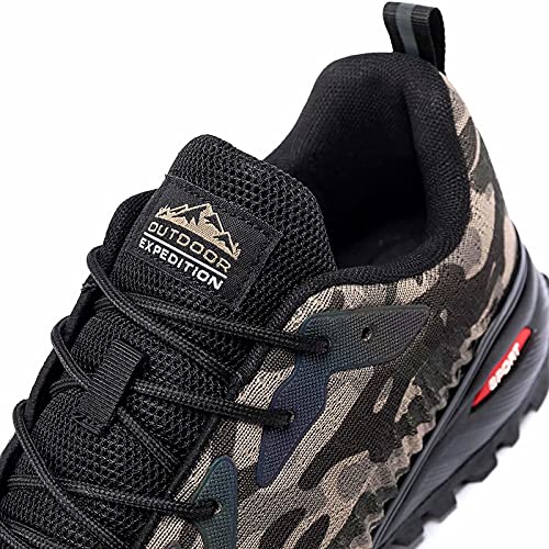 Kricely Men's Trail Running Shoes Fashion Hiking Sneakers for Men Camo Tennis Cross Training Shoe Mens Casual Outdoor Walking Footwear Size 12