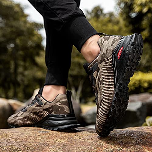 Kricely Men's Trail Running Shoes Fashion Hiking Sneakers for Men Camo Tennis Cross Training Shoe Mens Casual Outdoor Walking Footwear Size 12