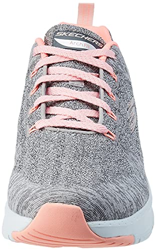 Skechers Women's Low-Top Sneaker, Gray/Pink Trim, 8.5