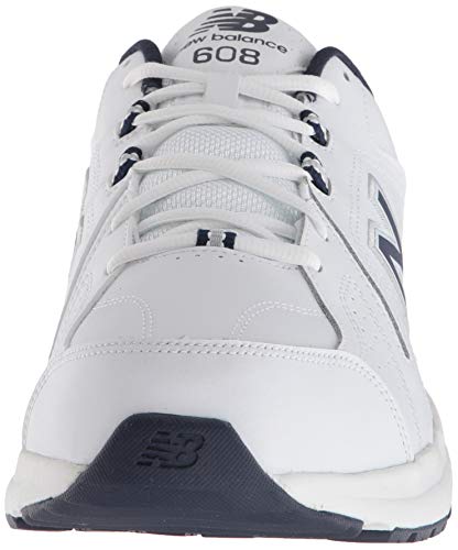 New Balance Men's 608 V5 Casual Comfort Cross Trainer, White/Navy, 10.5 Wide
