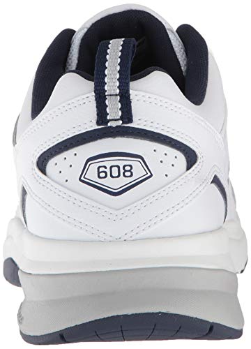 New Balance Men's 608 V5 Casual Comfort Cross Trainer, White/Navy, 10.5 Wide