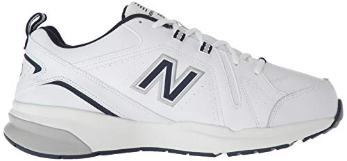 New Balance Men's 608 V5 Casual Comfort Cross Trainer, White/Navy, 10.5 Wide