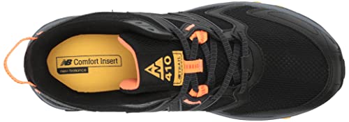 New Balance Men's 410 V7 Running Shoe, Black/Grey/Orange, X-Wide