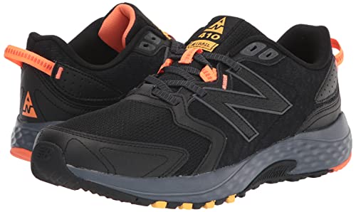 New Balance Men's 410 V7 Running Shoe, Black/Grey/Orange, X-Wide