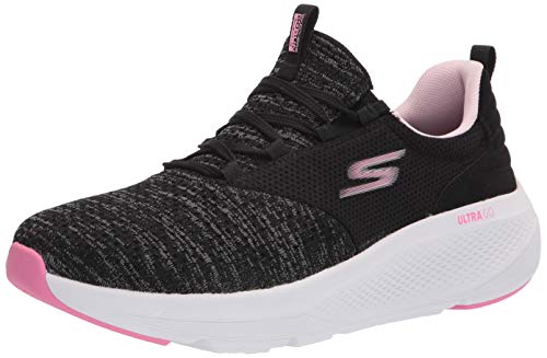 Skechers Womens Knit Lace-Up Sneakers, Black/Pink, 8.5 US