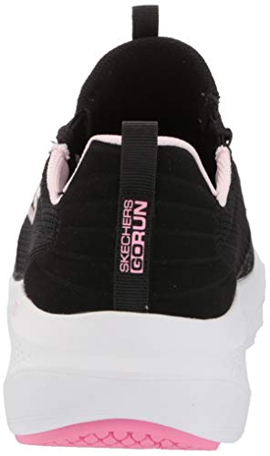 Skechers Womens Knit Lace-Up Sneakers, Black/Pink, 8.5 US