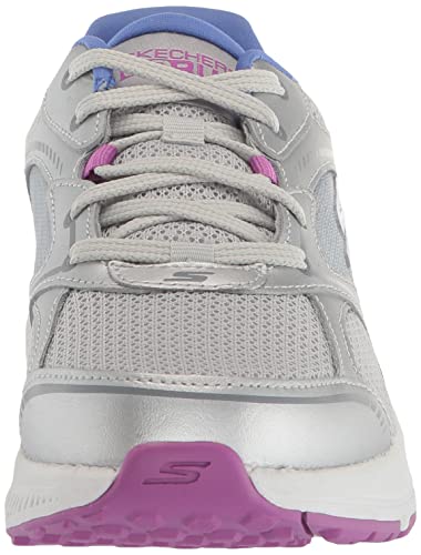 Skechers Women's GO Run Sneaker, Silver/Purple, 8.5