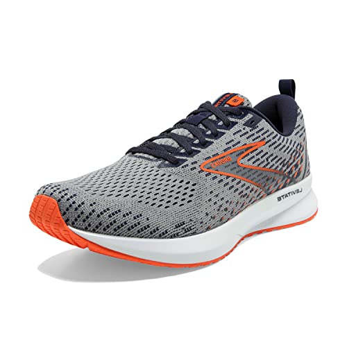 Brooks Men's Levitate 5 Running Shoe - Grey/Peacoat/Flame - 10.5