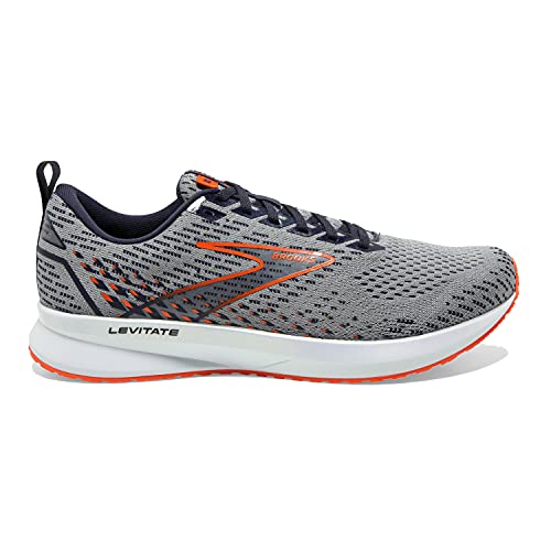 Brooks Men's Levitate 5 Running Shoe - Grey/Peacoat/Flame - 10.5