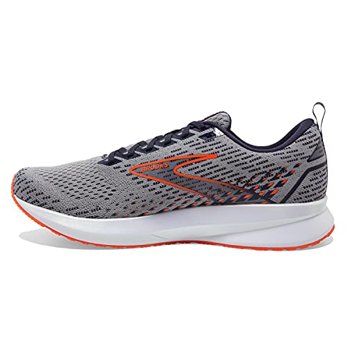 Brooks Men's Levitate 5 Running Shoe - Grey/Peacoat/Flame - 10.5