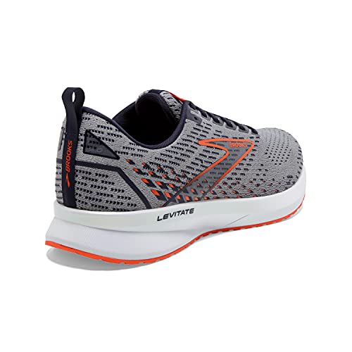 Brooks Men's Levitate 5 Running Shoe - Grey/Peacoat/Flame - 10.5