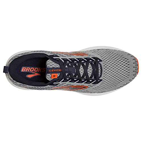 Brooks Men's Levitate 5 Running Shoe - Grey/Peacoat/Flame - 10.5